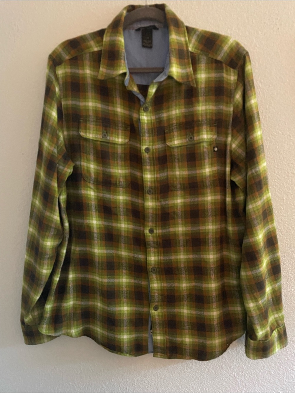 Marmot Green Brown Plaid Button-Down Shirt